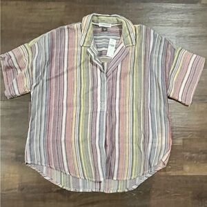 Women’s Multicolored Striped Popover Shirt- Size Large